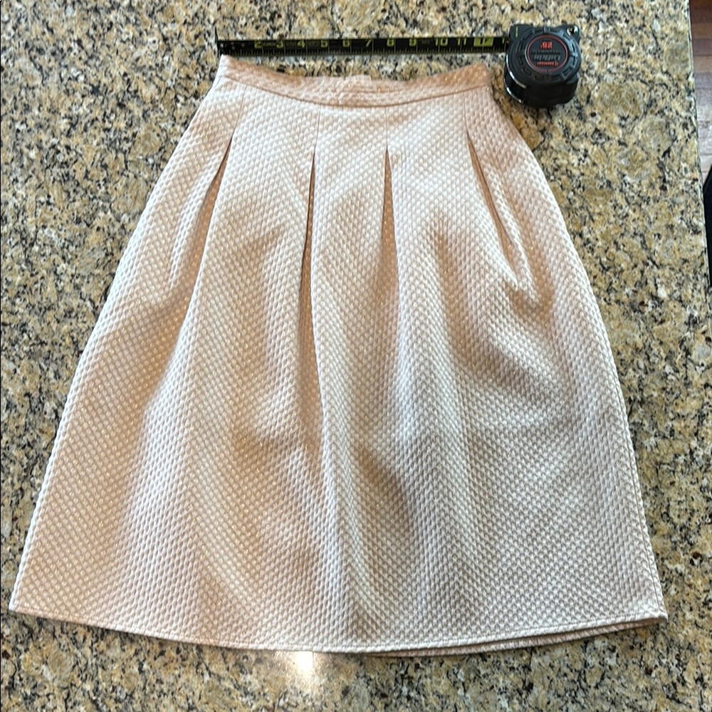 Cream/Blush Pleated Skirt lined with Pockets
